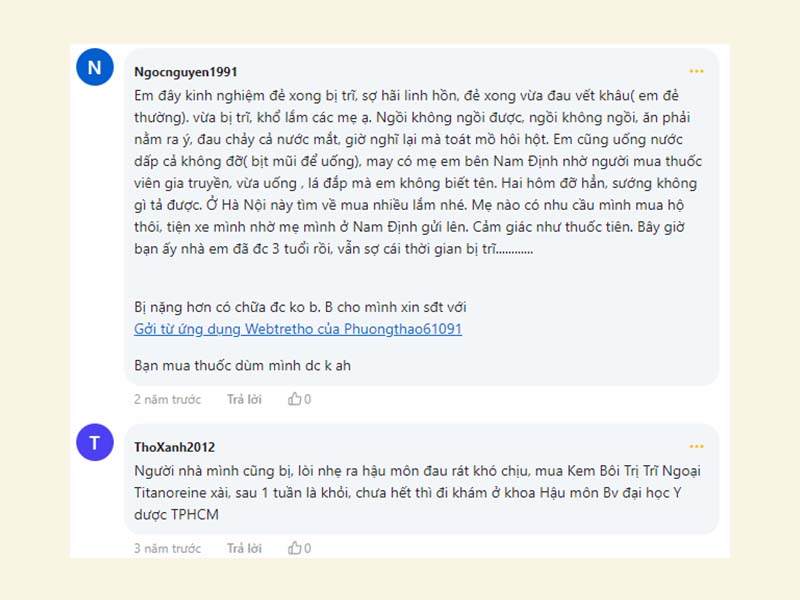Kinh nghiệm chữa trĩ sau sinh trên Webtretho