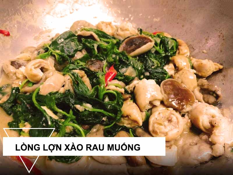 Lòng lợn xào rau muống
